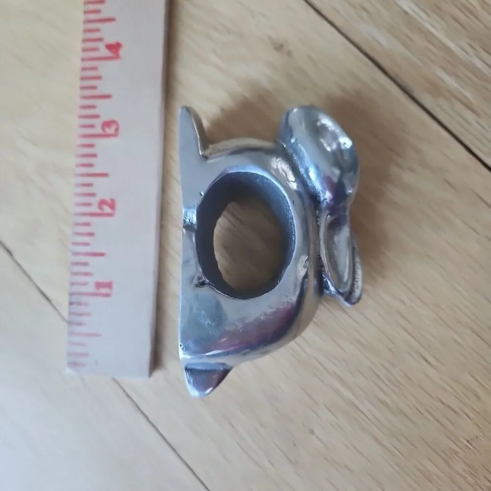 Vintage‎ Pewter Napkin Rings  Farmhouse Animal Set Of 2- Rabbit & Chicken